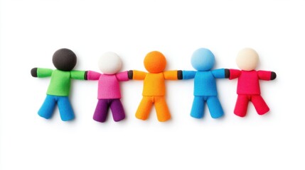 Colorful Figurines Representing Unity and Diversity in a Playful and Childlike Style