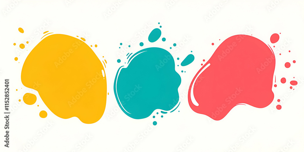 Aufkleber abstract colorful splashes, vibrant hues spread dynamically across a white background, creating a vi