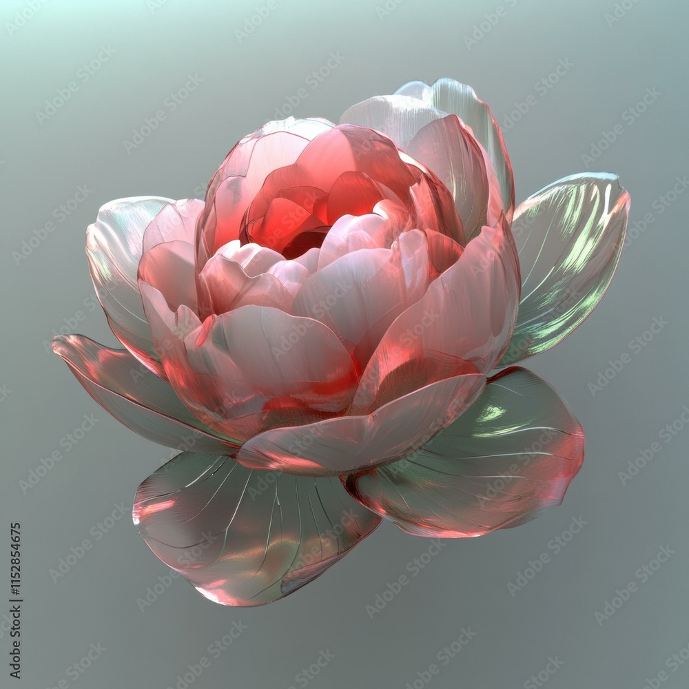 Wall mural Glass-like flower with delicate petals. AI.