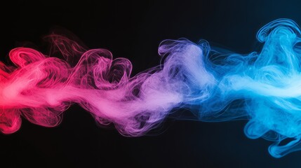 Fototapeta premium Abstract Swirling Pink and Blue Smoke on Black Background