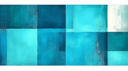 Naklejka premium Abstract Teal and White Geometric Canvas Art