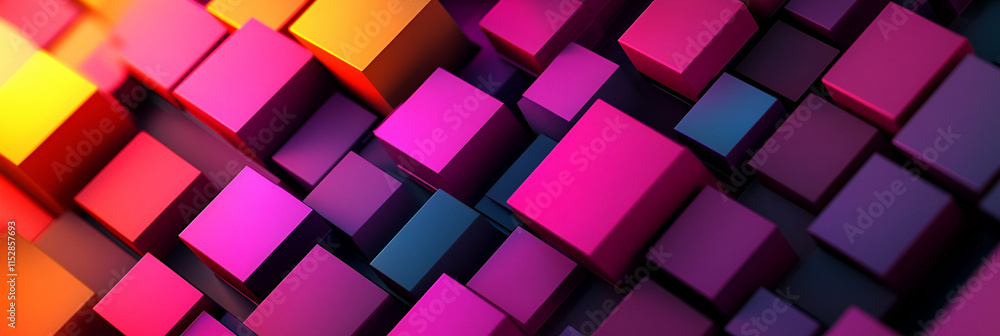 Aufkleber vibrant cubes, a dynamic abstract composition of interlocking colorful blocks, shimmering with gradi