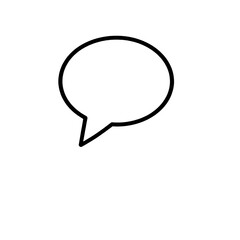 Naklejka premium “Icon of a Chat Bubble” – A basic outline of a chat bubble with clean edges, representing communication, messaging, or customer support, on a white background. 