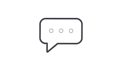 “Icon of a Chat Bubble” – A basic outline of a chat bubble with clean edges, representing communication, messaging, or customer support, on a white background.
