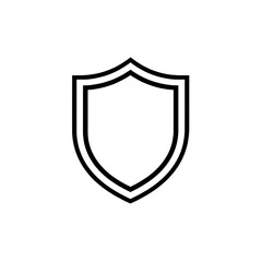 &ldquo;Icon of a Shield&rdquo; &ndash; A bold shield outline icon, representing protection, security, or privacy, on a white background.
