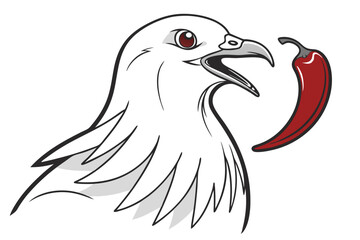 A minimalist logo featuring a stylized white dove in profile view D.eps