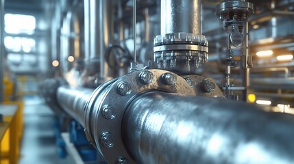 Industrial Pipeline System with Heavy Duty Machinery in Operation