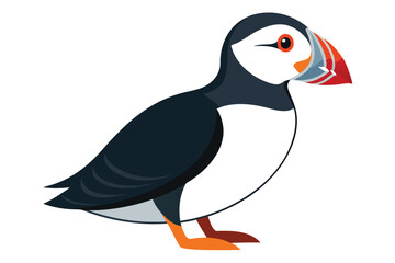 Atlantic Puffin silhouette color white background I.eps