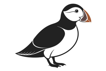 Atlantic Puffin silhouette color white background K.eps