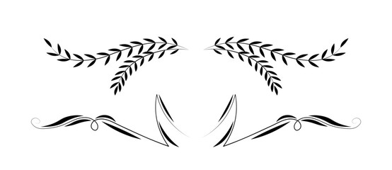 Decorative dividers set. Decorative elements in vintage victorian style. Trendy floral vignettes. Aesthetics and elegance. Template and layout. Flat vector collection