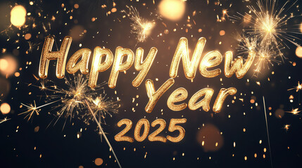 Fototapeta premium Amazing Web Banner with Sparkling New Year 2025 (Generative AI)