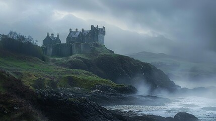 Scotland's landscapes feature stunning cliffs, rolling hills, and ancient castles, encapsulating its rugged heritage and natural beauty under dramatic skies.