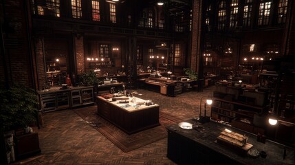 Atmospheric Industrial Loft Workspace Interior Design