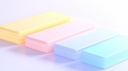 Pastel Boxes Arranged in Ascending Order, Showing a Gradient of Colors from Yellow to Light Blue.