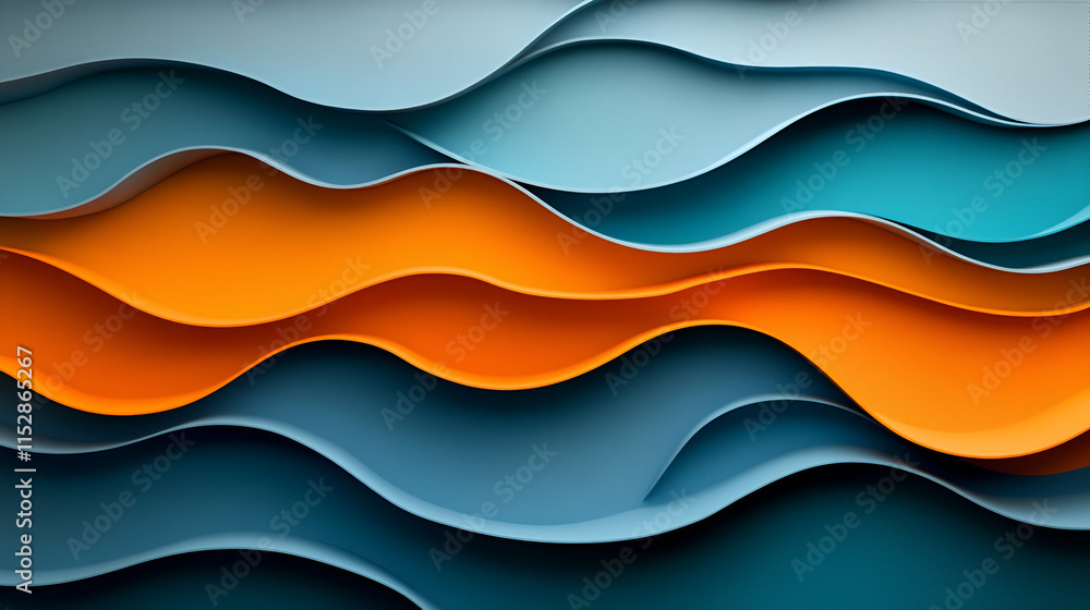 Aufkleber abstract wave pattern, orange and blue undulating layers create a dynamic visual experience. design,