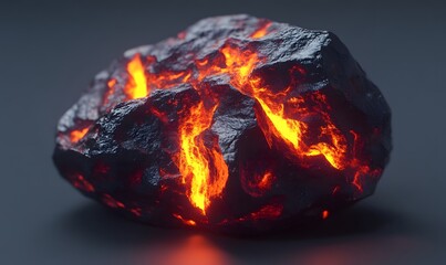 Glowing hot rock with fiery lava inside.