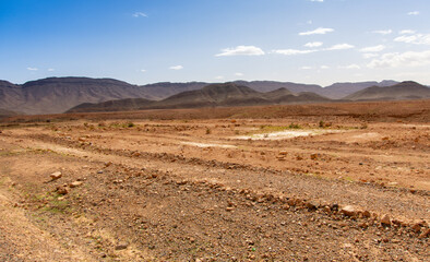 Desert valley in the Moroccan countryside near the Atlas Mountains