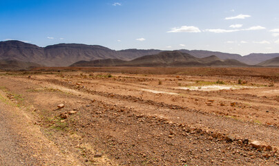 Desert valley in the Moroccan countryside near the Atlas Mountains