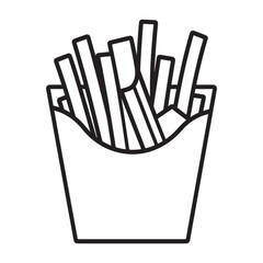 French fries in a paper box coloring page, book vector illustration