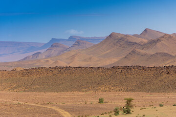 Desert valley in the Moroccan countryside near the Atlas Mountains
