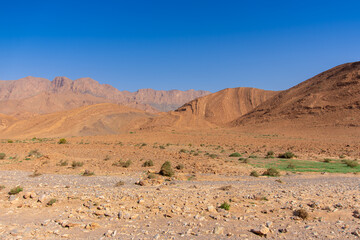 Desert valley in the Moroccan countryside near the Atlas Mountains