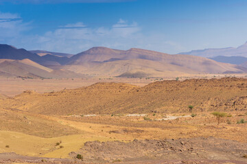 Desert valley in the Moroccan countryside near the Atlas Mountains