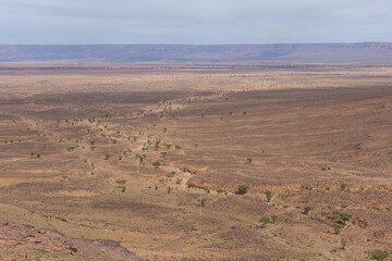 Desert valley in the Moroccan countryside near the Atlas Mountains