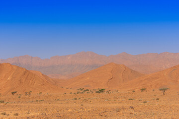 Desert valley in the Moroccan countryside near the Atlas Mountains