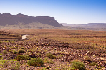 Desert valley in the Moroccan countryside near the Atlas Mountains