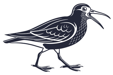 mascot Sandpiper black color line art white background A.eps