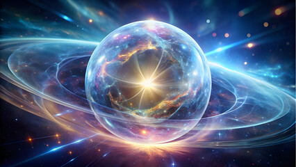 Transparent Energy Sphere with Swirling Light. Perfect for: Sci-fi conventions, cosmic art, creative storytelling