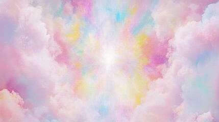 Fototapeta premium Celestial Rainbow Radiance Pastel Cloudscape