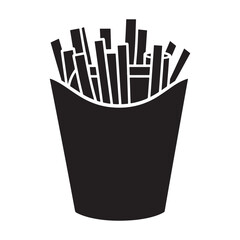 French fries in a paper box silhouette vector icon illustration