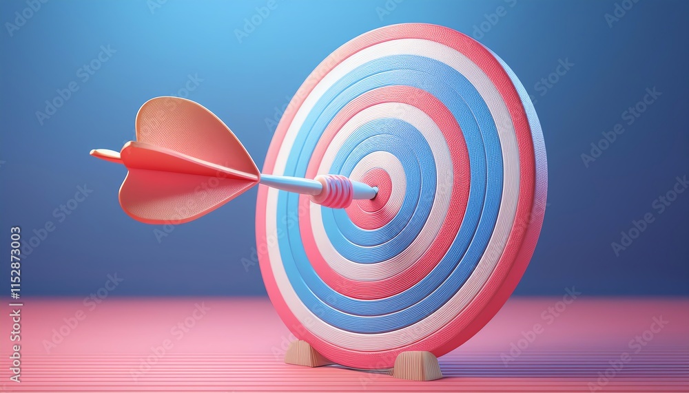 Poster a colorful dartboard with a dart embedded in the bullseye, symbolizing precision and goal achievemen