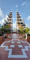 Bali Airport Gate Twin Towers Terrace Geometric Tiles Design