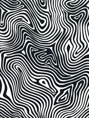 Abstract black and white seamless vector pattern with zebra stripes, perfect for modern wallpaper, fabric, and decor