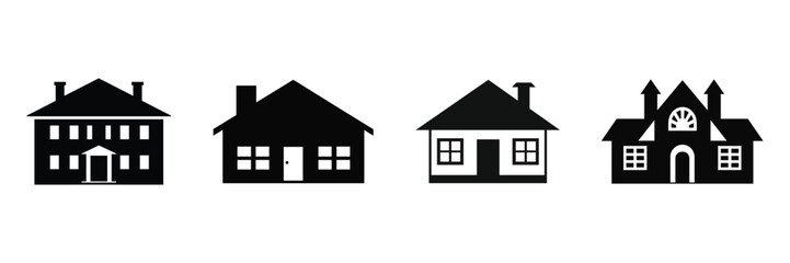 House icon, silhouette, outline, vector, illustration, isolated on a white background