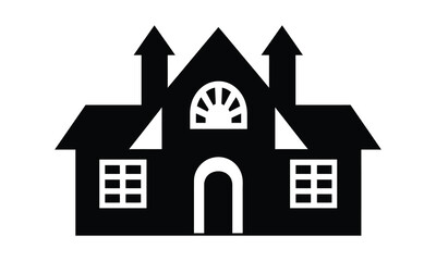 House icon, silhouette, outline, vector, illustration, isolated on a white background