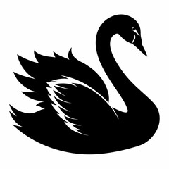 Obraz premium silhouette of Swan vector on white background