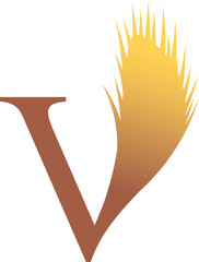 V Letter Logo. Couffeur, Hair and Beauty. Golden.