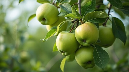 green apples on a tree
