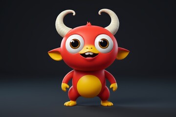 Naklejka premium a red and yellow cartoon character with big eyes