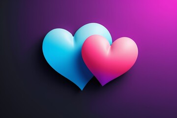 two hearts on a dark background