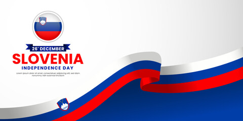Slovenia ribbon flag for Independence and Unity day banner background with blank space area
