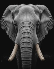 Majestic Elephant Close-up Against a Dark Background.generative ai