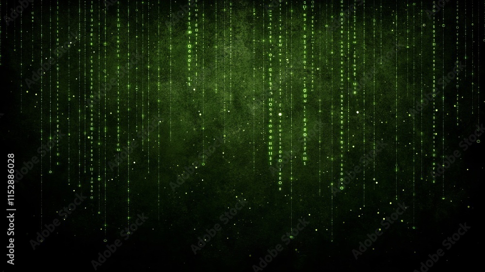 Poster digital rain abstract green binary code background
