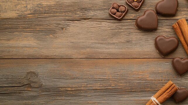 Diy valentine gifts heart-shaped chocolates on rustic wood romantic treats for your loved ones