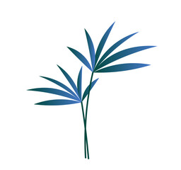 Gradient leaves concept. Blue bright foliage. Tropical and exotic plant. Beautiful flowers. Psychedelic art style. Poster or banner. Flat vector illustration