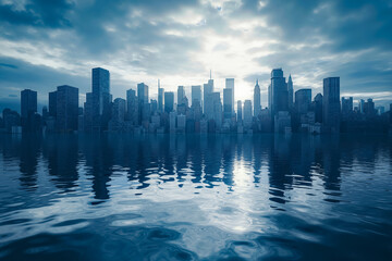 Fototapeta premium A view of a city skyline from the water