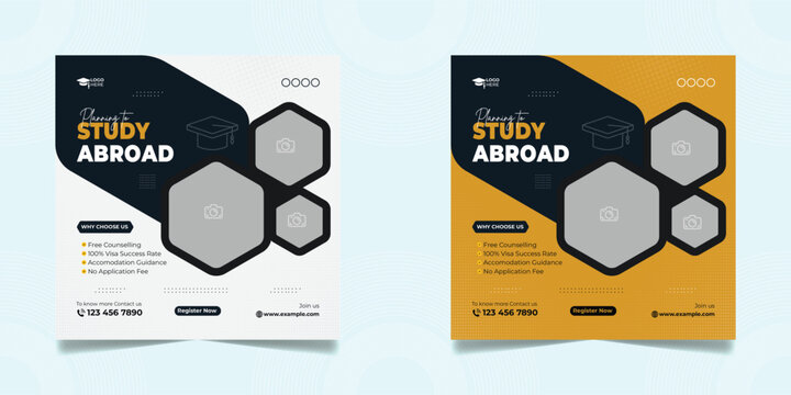 Study abroad social media post design template